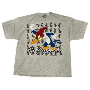 Vintage Grafix by Gotcha Woody Woodpecker "Its Woody Time" Grey X-Large T-Shirt